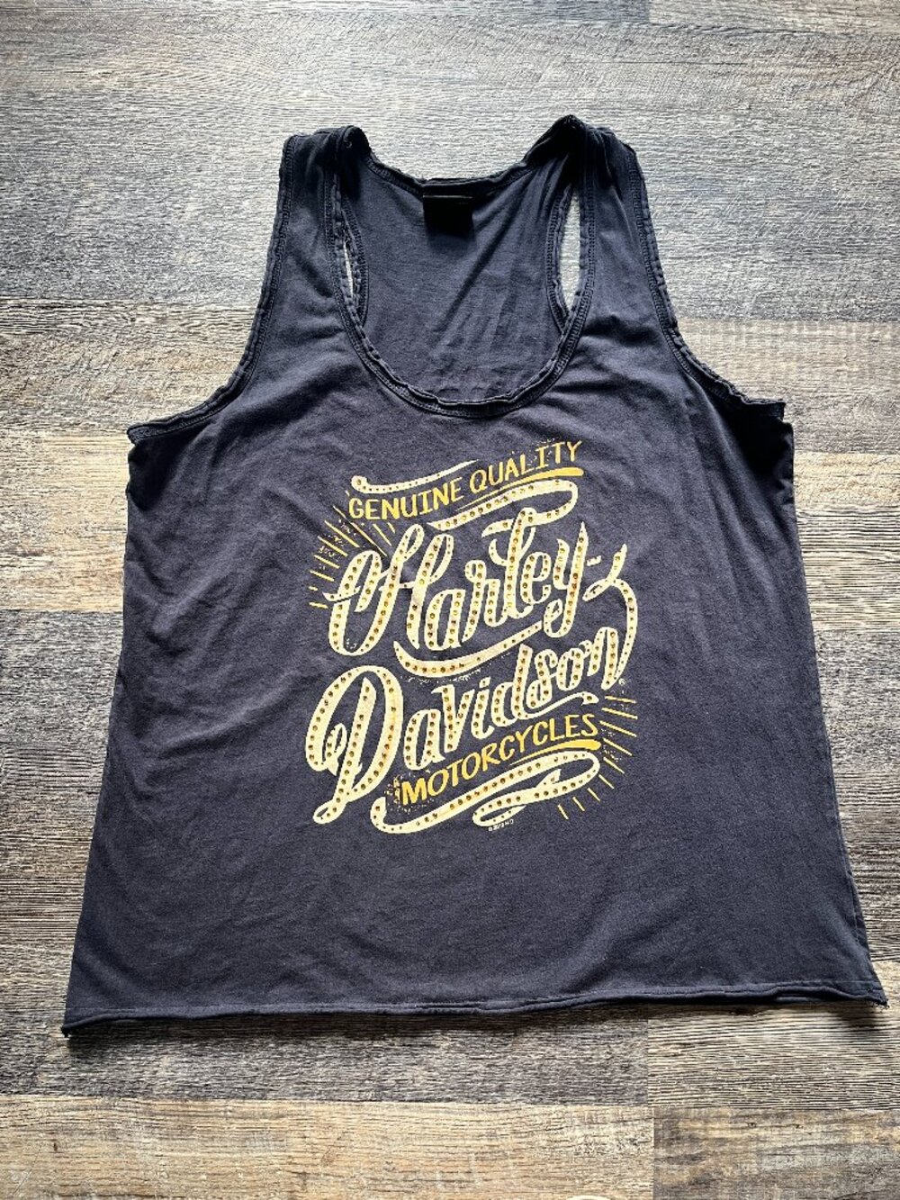 Harley-Davidson Gold Crystal Racerback Gray Tank Top 100% Cotton 3XL